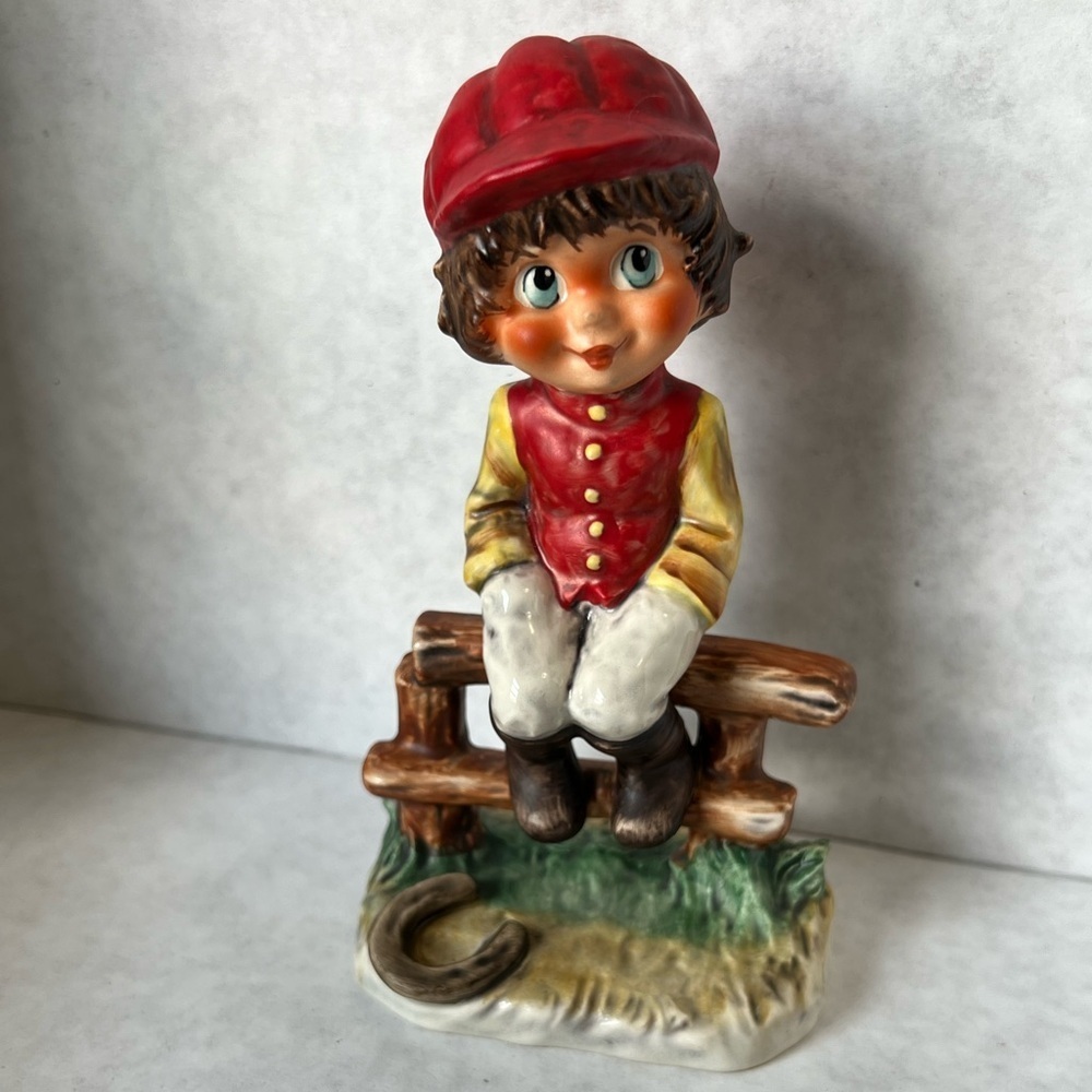 Goebel Boy figurine Sitting on Fence Michel T 1977 Vintage